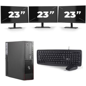 Fujitsu Esprimo E700 SFF - Intel Core i7-2e Generatie - 16GB RAM - 256GB SSD - Windows 10 + 3x 23 inch Monitor Nette Staat