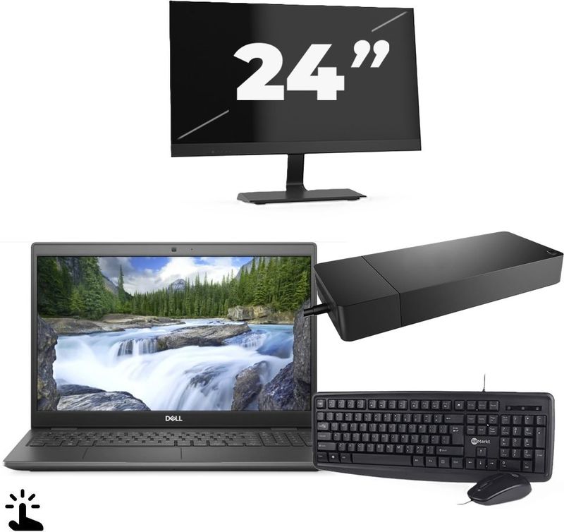Dell Latitude 3510 - Intel Core i5-10e Generatie - 15 inch - Touch - 16GB RAM - 256GB SSD - Windows 11 Home + 1x 24 inch Monitor Nette Staat