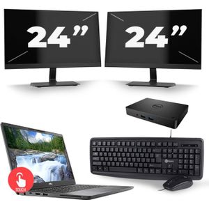 Dell Latitude 7300 - Intel Core i5-8e Generatie - 13 inch - Touch - 16GB RAM - 256GB SSD - Windows 11 Home + 2x 24 inch Monitor Zichtbaar gebruikt