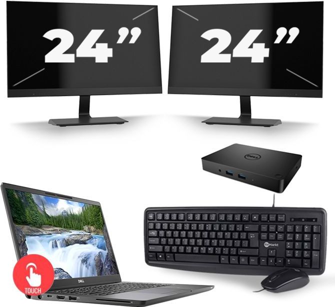 Dell Latitude 7300 - Intel Core i5-8e Generatie - 13 inch - Touch - 16GB RAM - 256GB SSD - Windows 11 Home + 2x 24 inch Monitor Zichtbaar gebruikt