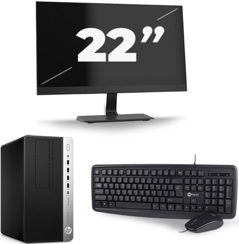HP ProDesk 600 G3 Micro Tower - Intel Core i5-6e Generatie - 8GB RAM - 256GB SSD - Windows 11 + 1x 22 inch Monitor Nette Staat