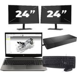 HP ZBook 15v G5 - Intel Core i7-9e Generatie - 15 inch - 16GB RAM - 256GB SSD - Windows 11 Home + 2x 24 inch Monitor Nette Staat