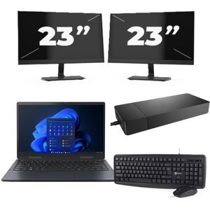 Toshiba Portege X30W-J-10C - Intel Core i5-11e Generatie - 13 inch - 16GB RAM - 256GB SSD - Windows 11 Home + 2x 23 inch Monitor Zichtbaar gebruikt