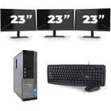 Dell Optiplex 9020 SFF - Intel Core i3-4e Generatie - 8GB RAM - 128GB SSD - Windows 10 + 3x 23 inch Monitor Nette Staat