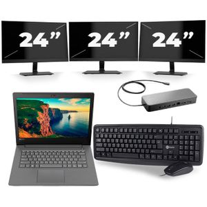 Lenovo V330-14IKB - Intel Core i5-8e Generatie - 14 inch - 16GB RAM - 256GB SSD - Windows 11 + 3x 24 inch Monitor Zichtbare schade