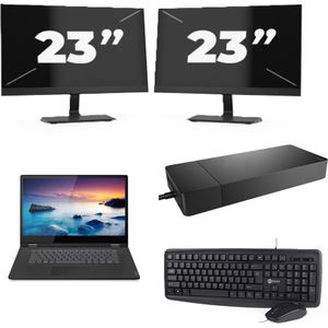 Lenovo IdeaPad C340-15IIL - Intel Core i7-10e Generatie - 15 inch - 16GB RAM - 256GB SSD - Windows 11 Home + 2x 23 inch Monitor Zichtbare schade