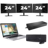 Acer Aspire A315-44P - AMD Ryzen 7 5700U - 15 inch - 16GB RAM - 256GB SSD - Windows 11 Home + 3x 24 inch Monitor Nette Staat