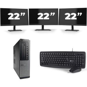 Dell Optiplex 7010 Desktop - Intel Core i7-3e Generatie - 16GB RAM - 512GB SSD - Windows 10 + 3x 22 inch Monitor Nette Staat