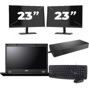 Fujitsu Lifebook E5510 - Intel Core i3-10e Generatie - 15 inch - 16GB RAM - 256GB SSD - Windows 11 Home + 2x 23 inch Monitor Nette Staat