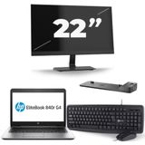 HP EliteBook 840r G4 - Intel Core i5-7e Generatie - 14 inch - 8GB RAM - 256GB SSD - Windows 11 + 1x 22 inch Monitor Zichtbaar gebruikt