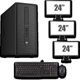 HP ProDesk 600 G1 Tower - Intel Pentium G3220 - 4GB - 500GB HDD + Dual 3x 24'' Widescreen LCD - Win 10
