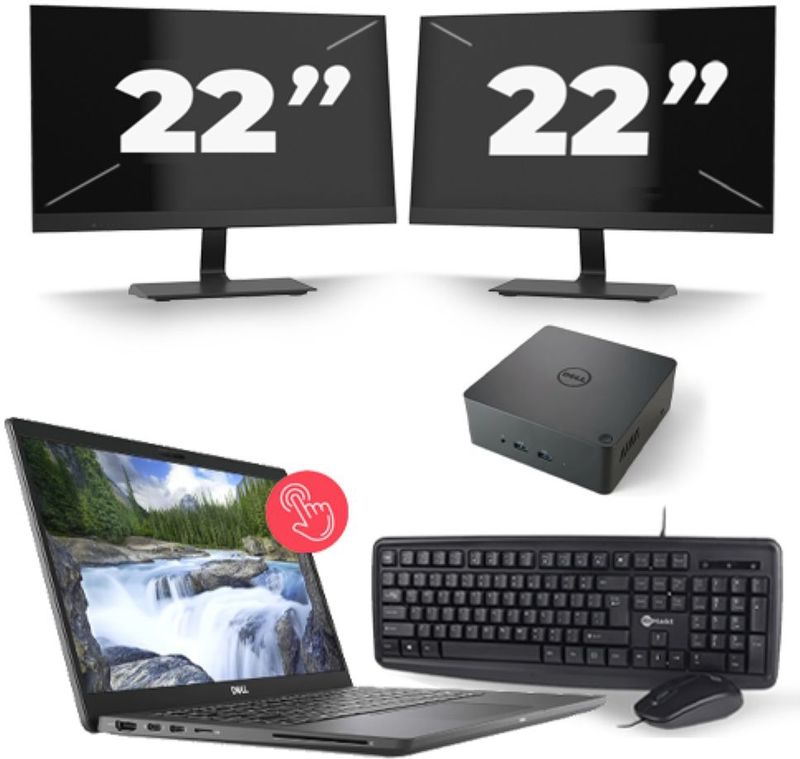 Dell Latitude 7310 - Intel Core i5-10e Generatie - 13 inch - 8GB RAM - 256GB SSD - Windows 11 Home + 2x 22 inch Monitor Nette Staat