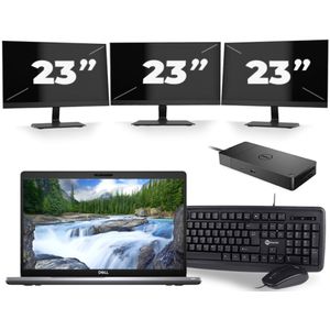 Dell Latitude 5510 - Intel Core i5-10e Generatie - 15 inch - 16GB RAM - 256GB SSD - Windows 11 + 3x 23 inch Monitor Zichtbare schade