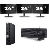 Dell Optiplex 7060 Micro USFF - Intel Core i7-8e Generatie - 16GB RAM - 256GB SSD - Windows 11 + 3x 24 inch Monitor Nette Staat
