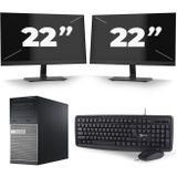 Dell Optiplex 3020 Micro Tower - Intel Core i7-4e Generatie - 16GB RAM - 512GB SSD - Windows 10 + 2x 22 inch Monitor Nette Staat