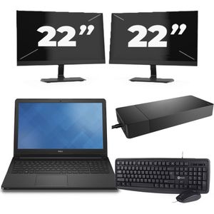 Dell Vostro 15-3568 - Intel Core i3-7e Generatie - 15 inch - 8GB RAM - 256GB SSD - Windows 11 Home + 2x 22 inch Monitor Zichtbare schade