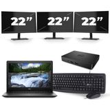 Dell Latitude 3590 - Intel Core i5-8e Generatie - 15 inch - 16GB RAM - 512GB SSD - Windows 11 + 3x 22 inch Monitor Zichtbaar gebruikt