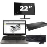HP ZBook 15v G5 - Intel Core i7-9e Generatie - 15 inch - 16GB RAM - 256GB SSD - Windows 11 Home + 1x 22 inch Monitor Nette Staat
