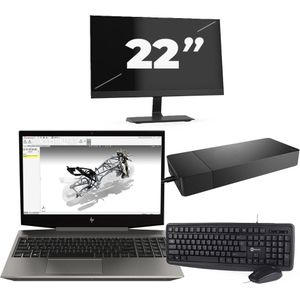 HP ZBook 15v G5 - Intel Core i7-9e Generatie - 15 inch - 16GB RAM - 256GB SSD - Windows 11 Home + 1x 22 inch Monitor Nette Staat