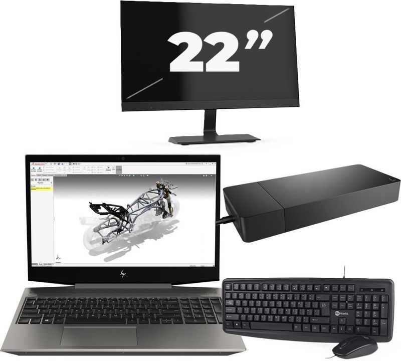 HP ZBook 15v G5 - Intel Core i7-9e Generatie - 15 inch - 16GB RAM - 256GB SSD - Windows 11 Home + 1x 22 inch Monitor Nette Staat