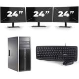 HP Compaq Elite 8300 Micro Tower - Intel Core i7-3e Generatie - 16GB RAM - 512GB SSD - Windows 10 + 3x 24 inch Monitor Nette Staat