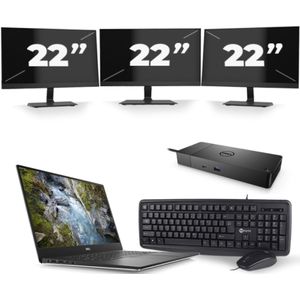 Dell Precision 5540 - Intel Core i7-9e Generatie - 15 inch - 16GB RAM - 256GB SSD - Windows 11 + 3x 22 inch Monitor Nette Staat