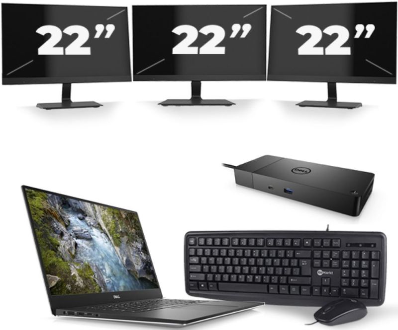 Dell Precision 5540 - Intel Core i7-9e Generatie - 15 inch - 16GB RAM - 256GB SSD - Windows 11 + 3x 22 inch Monitor Nette Staat