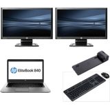 HP Elitebook 840 G1 - Intel Core i5 - 4GB - 320GB HDD + Docking + Dual 2x 22'' Widescreen Monitor - Win 10