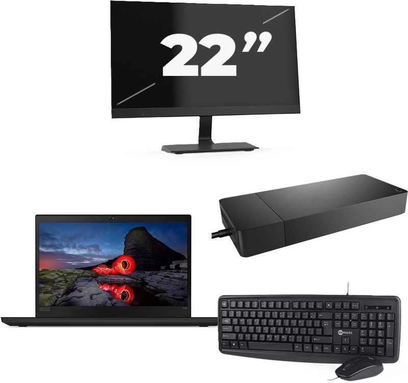 Lenovo ThinkPad T495 - AMD Ryzen 5 PRO 3500U - 14 inch - 16GB RAM - 256GB SSD - Windows 11 Home + 1x 22 inch Monitor Zichtbaar gebruikt