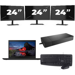 Lenovo ThinkPad T495 - AMD Ryzen 3 PRO 3300U - 14 inch - 16GB RAM - 256GB SSD - Windows 11 Home + 3x 24 inch Monitor Nette Staat