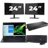 ACER Aspire A315-56 - Intel Core i3-10e Generatie - 15 inch - 16GB RAM - 256GB SSD - Windows 11 Home + 2x 24 inch Monitor Nette Staat