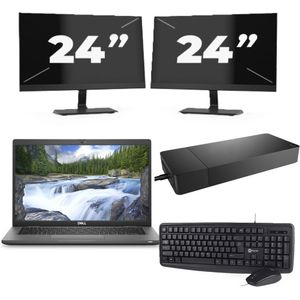 Dell Latitude 7330 - Intel Core i5-12e Generatie - 13 inch - 16GB RAM - 256GB SSD - Windows 11 Home + 2x 24 inch Monitor Zichtbaar gebruikt