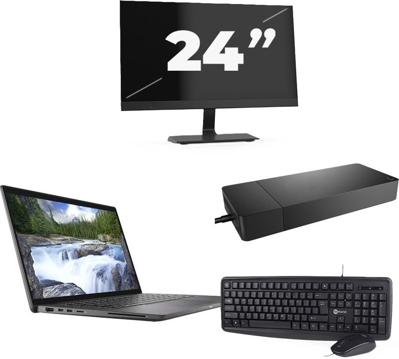 Dell Latitude 7410 - Intel Core i7-10e Generatie - 14 inch - 16GB RAM - 256GB SSD - Windows 11 Home + 1x 24 inch Monitor Zichtbare schade