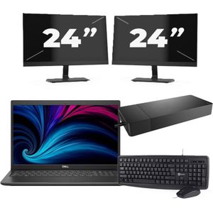 Dell Latitude 3520 - Intel Core i5-11e Generatie - 15 inch - 16GB RAM - 256GB SSD - Windows 11 Home + 2x 24 inch Monitor Zichtbaar gebruikt