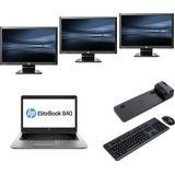 HP Elitebook 840 G1 - Intel Core i5 - 4GB - 320GB HDD + Docking + Dual 3x 24'' Widescreen Monitor - Win 10