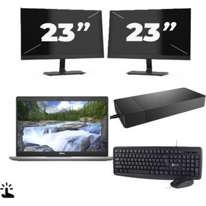 Dell Latitude 5320 - Intel Core i7-11e Generatie - 13 inch - Touch - 16GB RAM - 256GB SSD - Windows 11 Home + 2x 23 inch Monitor Zichtbaar gebruikt