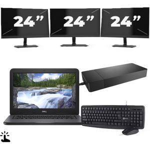 Dell Latitude 3310 - Intel Core i3-8e Generatie - 13 inch - Touch - 8GB RAM - 256GB SSD - Windows 11 Home + 3x 24 inch Monitor Zichtbare schade