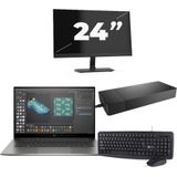 HP ZBook Studio G7 - Intel Core i7-10e Generatie - 15 inch - 16GB RAM - 256GB SSD - Windows 11 + 1x 24 inch Monitor Zichtbaar gebruikt