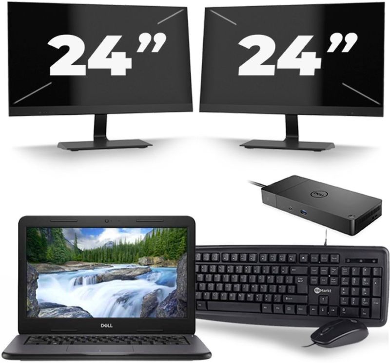 Dell Latitude 3310 - Intel Core i3-8e Generatie - 13 inch - 8GB RAM - 256GB SSD - Windows 11 + 2x 24 inch Monitor Zichtbare schade