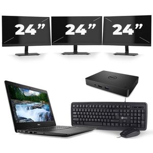 Dell Latitude 3490 - Intel Core i3-8e Generatie - 14 inch - 8GB RAM - 256GB SSD - Windows 11 + 3x 24 inch Monitor Zichtbaar gebruikt