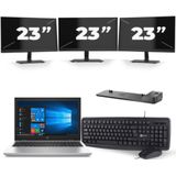 HP ProBook 650 G4 - Intel Core i5-8e Generatie - 15 inch - 16GB RAM - 256GB SSD - Windows 11 + 3x 23 inch Monitor Zichtbare schade