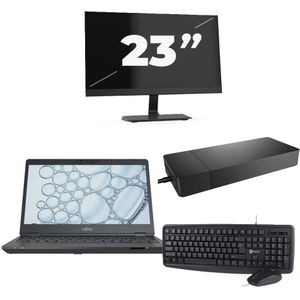Fujitsu Lifebook U7310 - Intel Core i5-10e Generatie - 13 inch - 8GB RAM - 256GB SSD - Windows 11 Home + 1x 23 inch Monitor Nette Staat