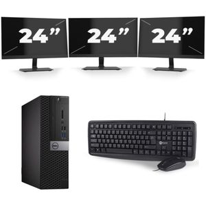 Dell Optiplex 3070 SFF - Intel Core i7-8e Generatie - 16GB RAM - 256GB SSD - Windows 11 + 3x 24 inch Monitor Nette Staat