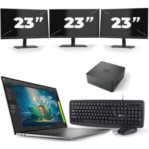 Dell Precision 5570 - Intel Core i7-12e Generatie - 15 inch - 16GB RAM - 256GB SSD - Windows 11 Home + 3x 23 inch Monitor Nette Staat