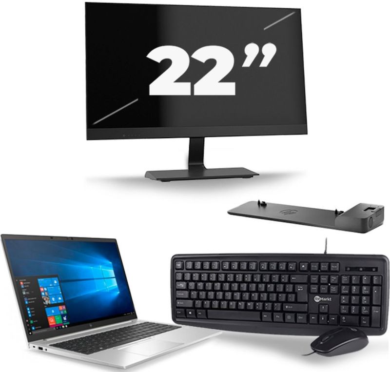 HP EliteBook 850 G7 - Intel Core i5-10e Generatie - 15 inch - 16GB RAM - 256GB SSD - Windows 11 + 1x 22 inch Monitor Nette Staat