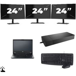 Fujitsu LIFEBOOK E5410 - Intel Core i3-10e Generatie - 14 inch - Touch - 16GB RAM - 256GB SSD - Windows 11 Home + 3x 24 inch Monitor Zichtbaar gebruikt