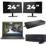 Dell Vostro 3400 - Intel Core i5-11e Generatie - 14 inch - 8GB RAM - 256GB SSD - Windows 11 Home + 2x 24 inch Monitor Nette Staat