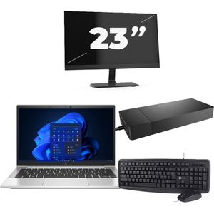 HP EliteBook 835 G8 - AMD Ryzen 5 PRO 5650U - 13 inch - 16GB RAM - 256GB SSD - Windows 11 Home + 1x 23 inch Monitor Nette Staat