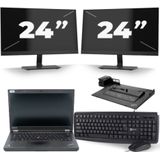 Lenovo ThinkPad T440p - Intel Core i5-4e Generatie - 14 inch - 8GB RAM - 256GB SSD - Windows 11 + 2x 24 inch Monitor Zichtbaar gebruikt