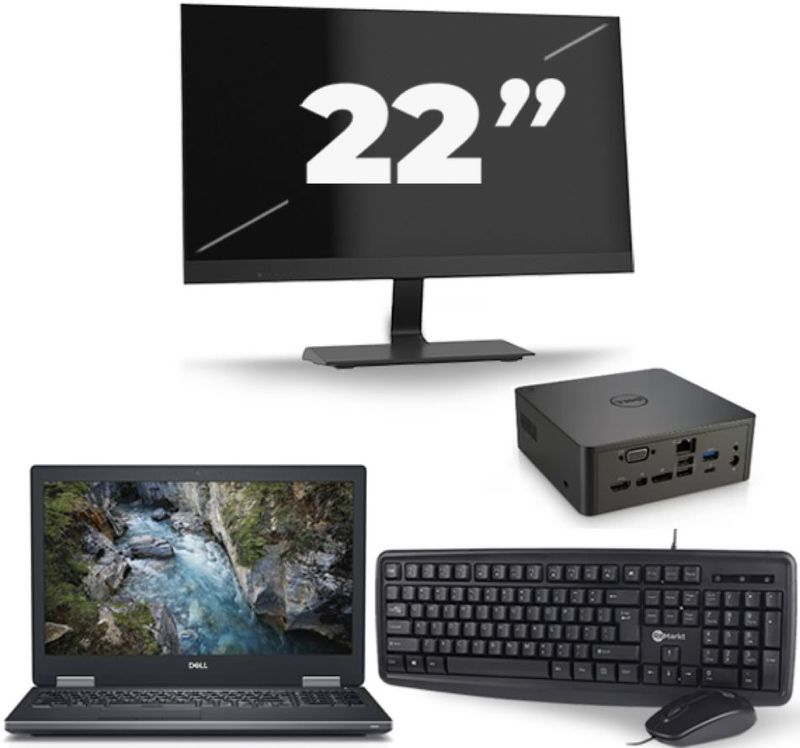 Dell Precision 7530 - Intel Core i7-8e Generatie - 15 inch - 16GB RAM - 256GB SSD - Windows 11 + 1x 22 inch Monitor Zichtbaar gebruikt